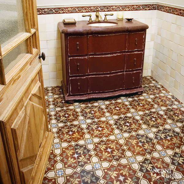Hand pressed antique cement tiles with original pigment